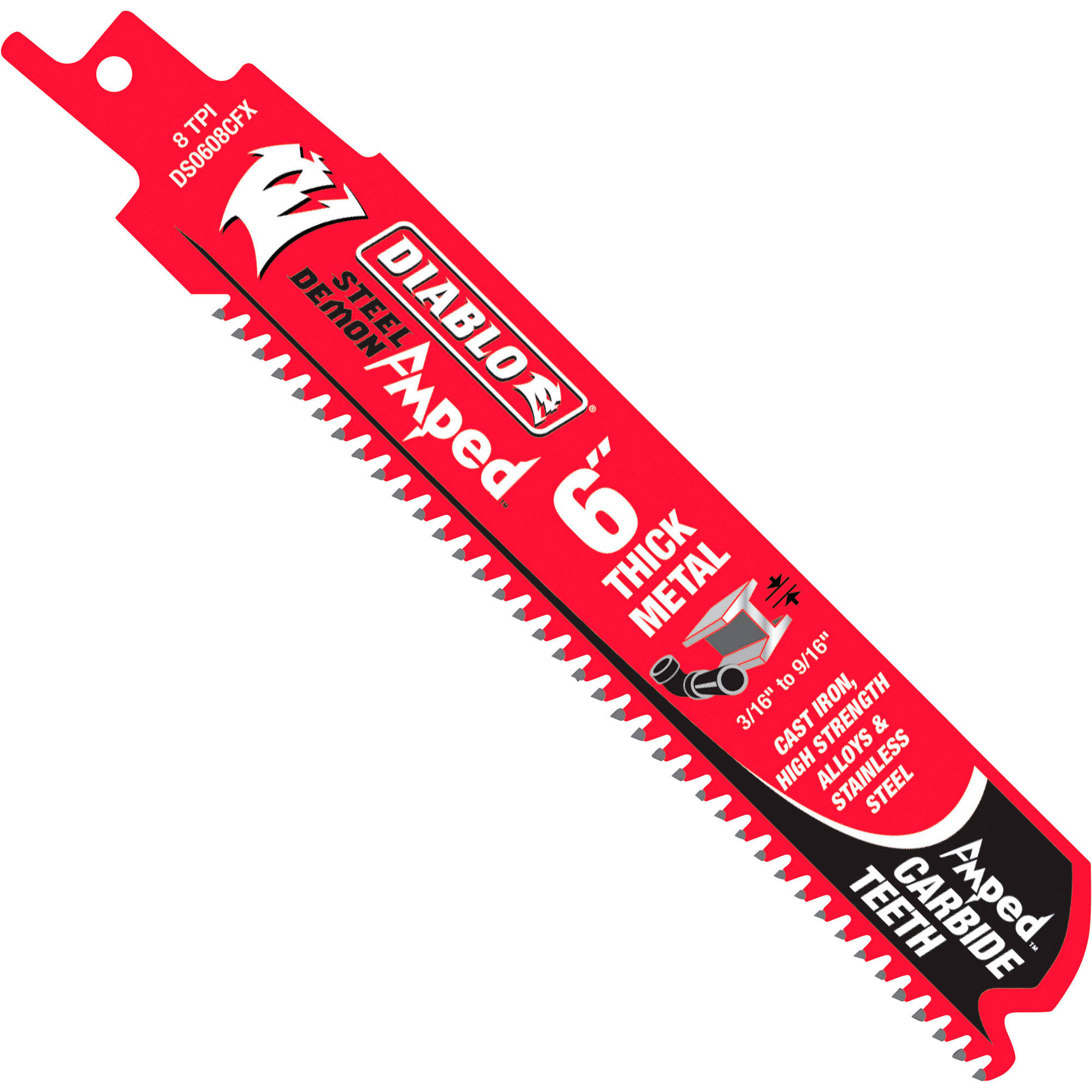 Diablo Steel Demon AMPED Reciprocating Saw Blade Set, 3-Pc., 6in., 8 TPI, Model# DS0608CFA3